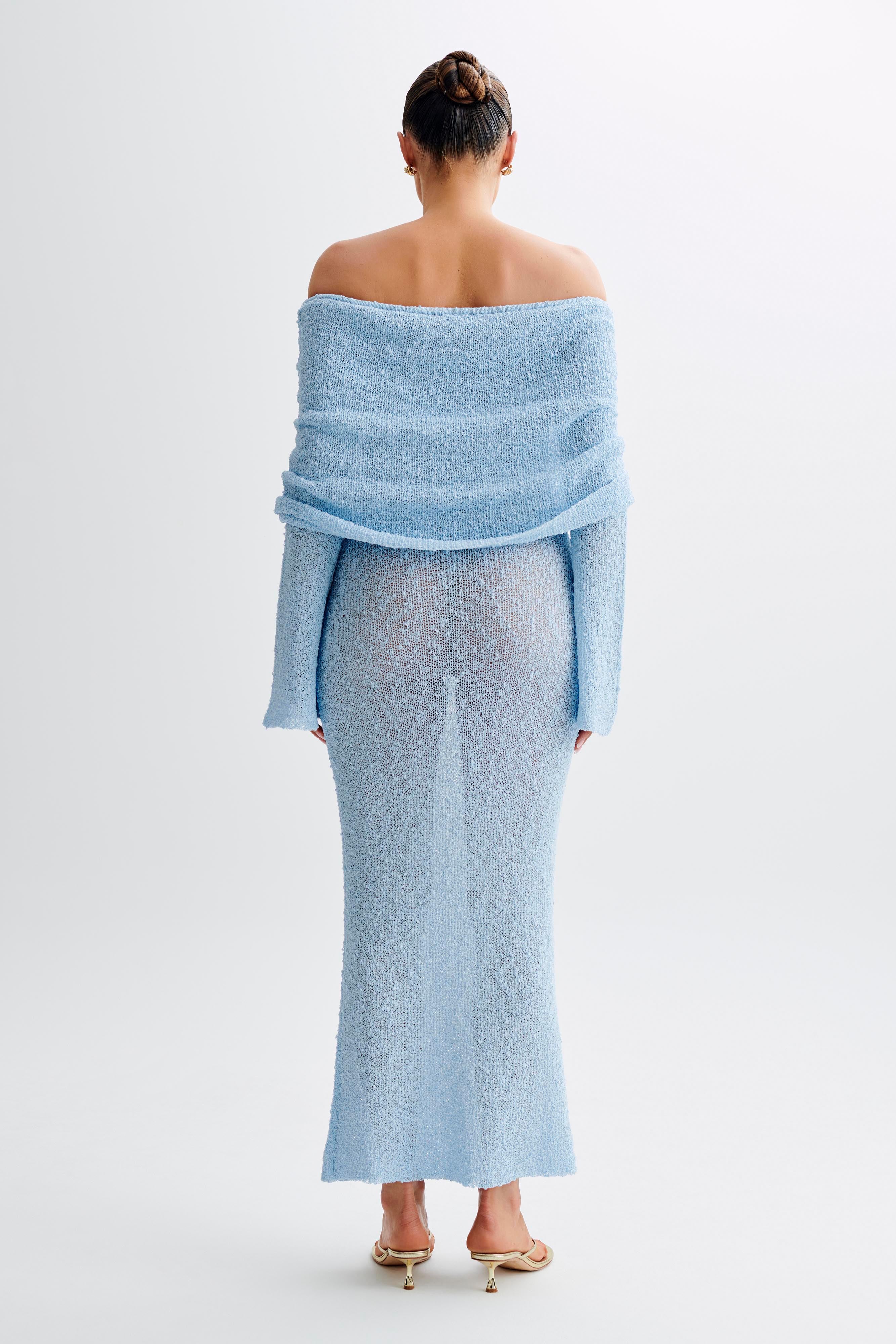 MELISSA | OFF-SHOULDER BOUCLÉ MAXIKJOLE